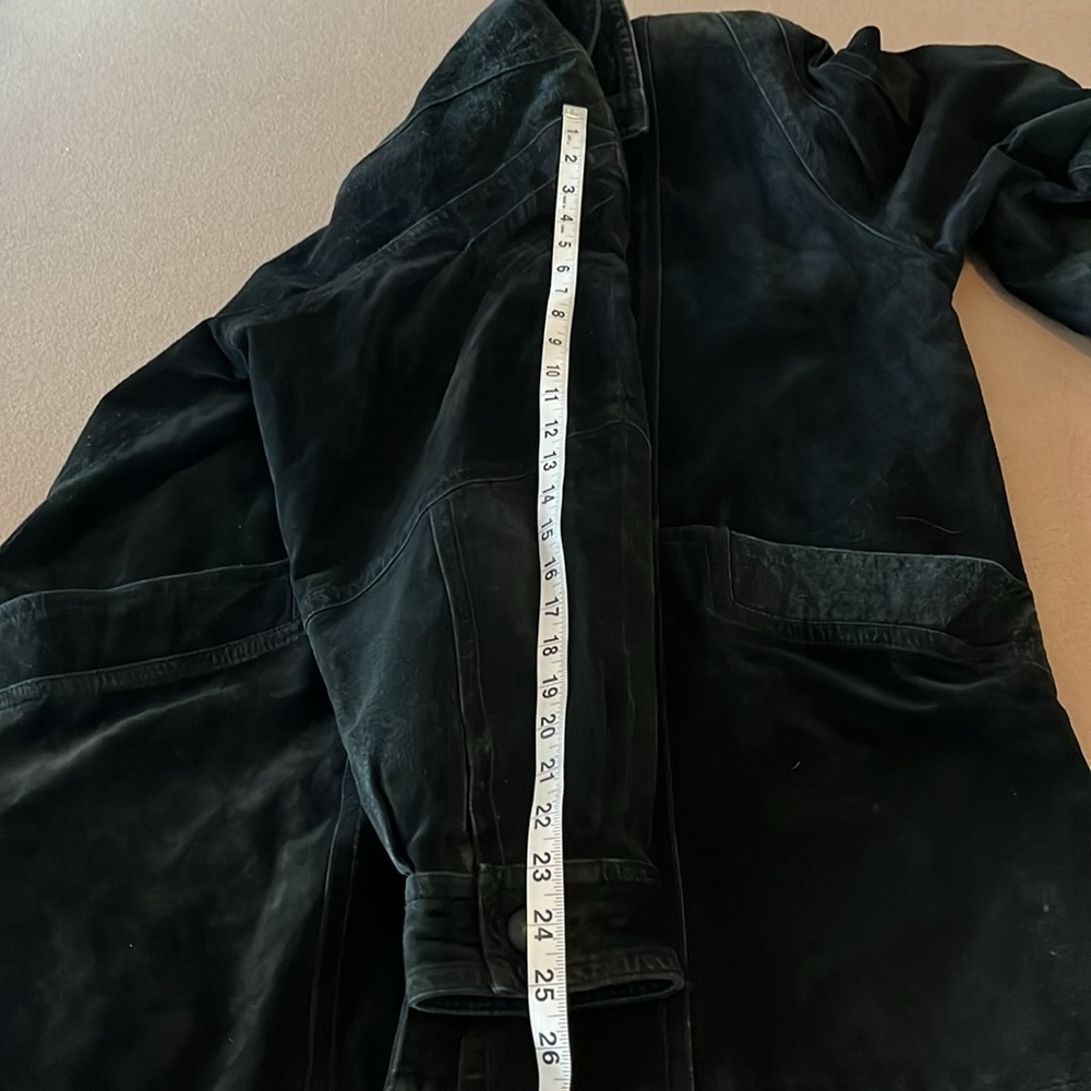 SILVERLEAF Women’s Black Suede Leather Long Jacket- Large - Picture 9 of 12